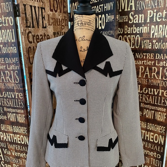 ABS Black & White Check Stylish Blazer - Picture 6 of 11